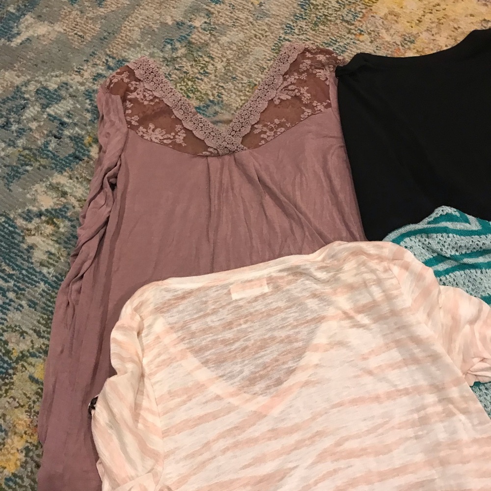 Lot of 4 Maurices Gimmicks Long & Short Sleeve Tops Knit Fall Lacy Medium Small - Picture 5 of 7